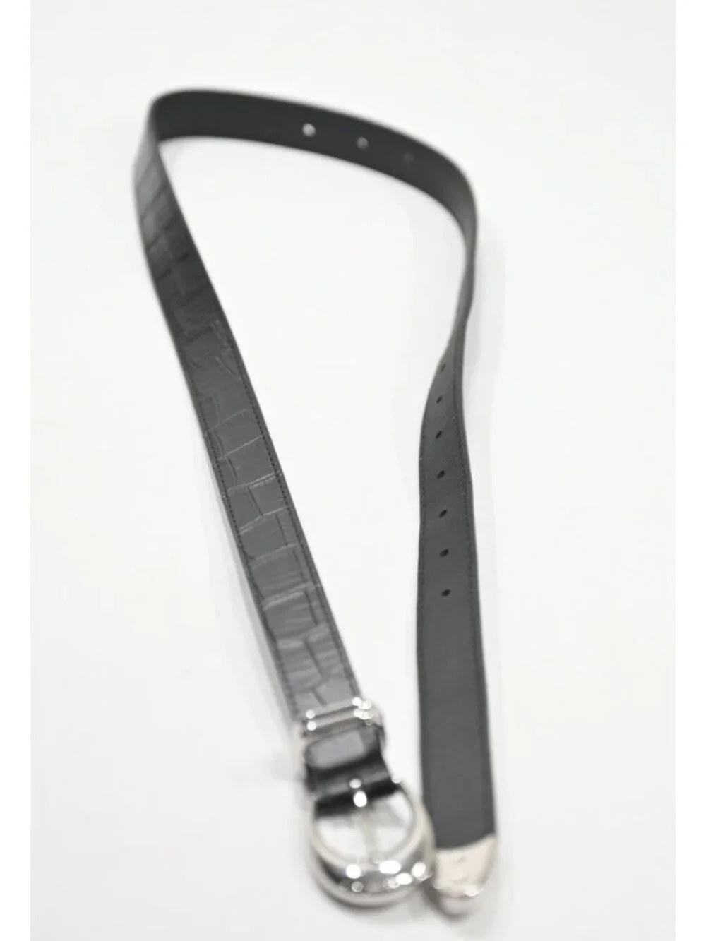 STAUD Slim Moon Buckle Belt 13mm in Black Silver
